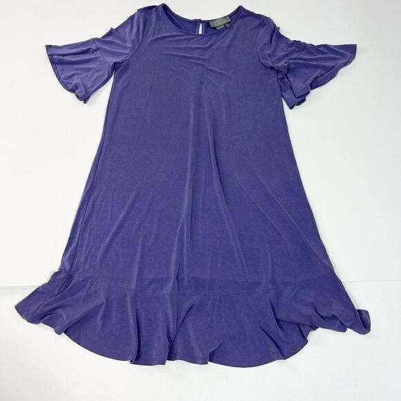 Anthropologie Shift Dress Women's Medium Bell Sleeve Keyhole Purple Mini NEW - Picture 1 of 12